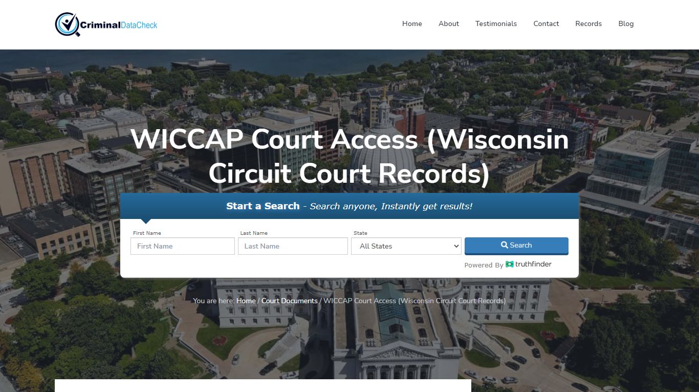 WICCAP Court Access (Wisconsin Circuit Court Records)